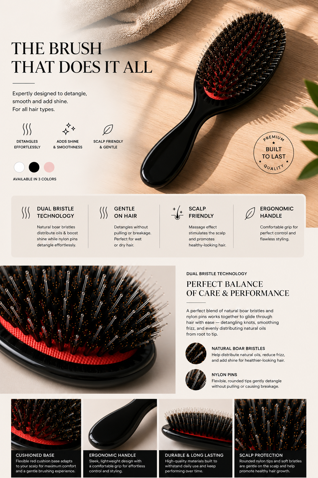 Round Nylon & Boar — Red Cushion