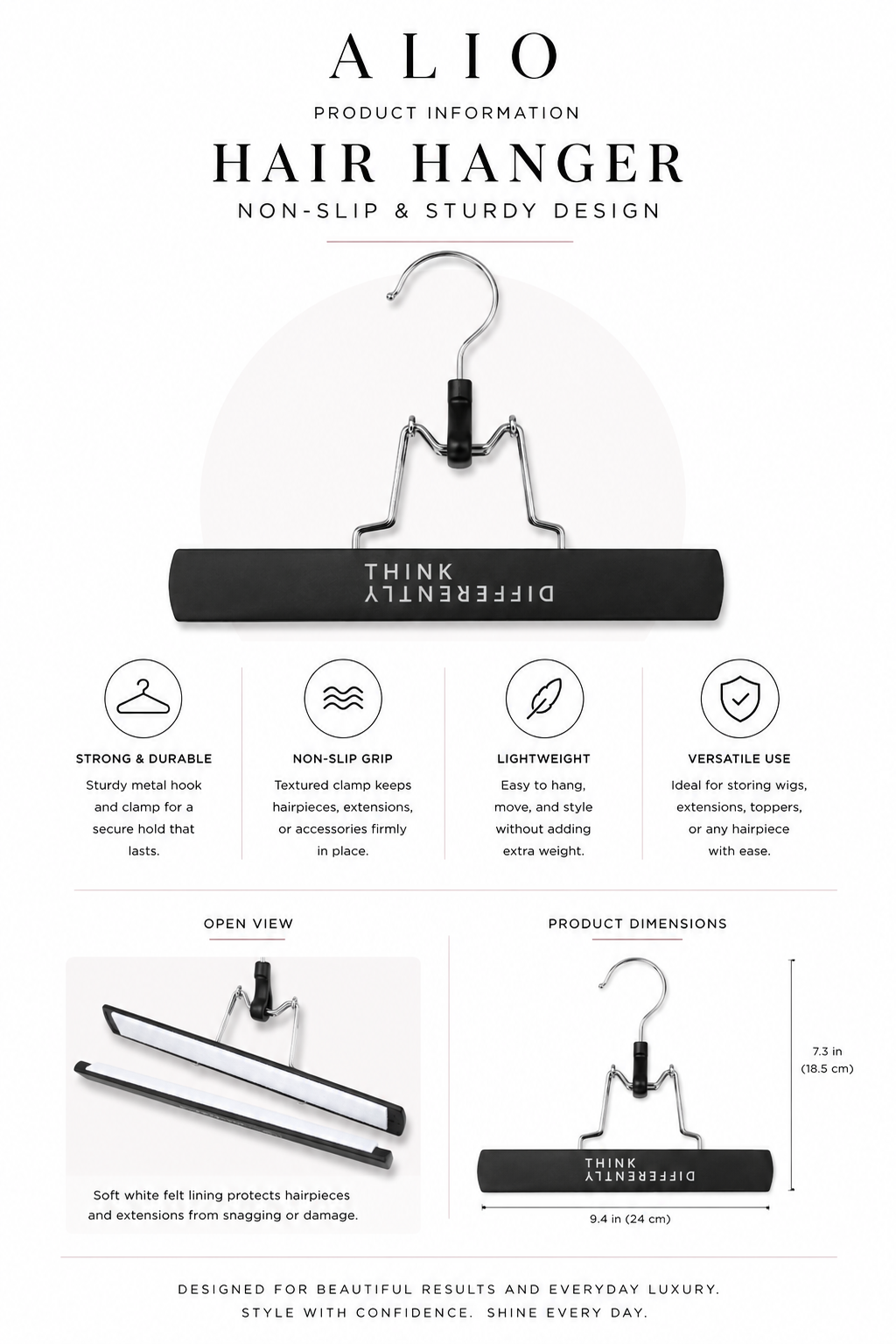 Hair Hanger (non-slip, felt-lined)