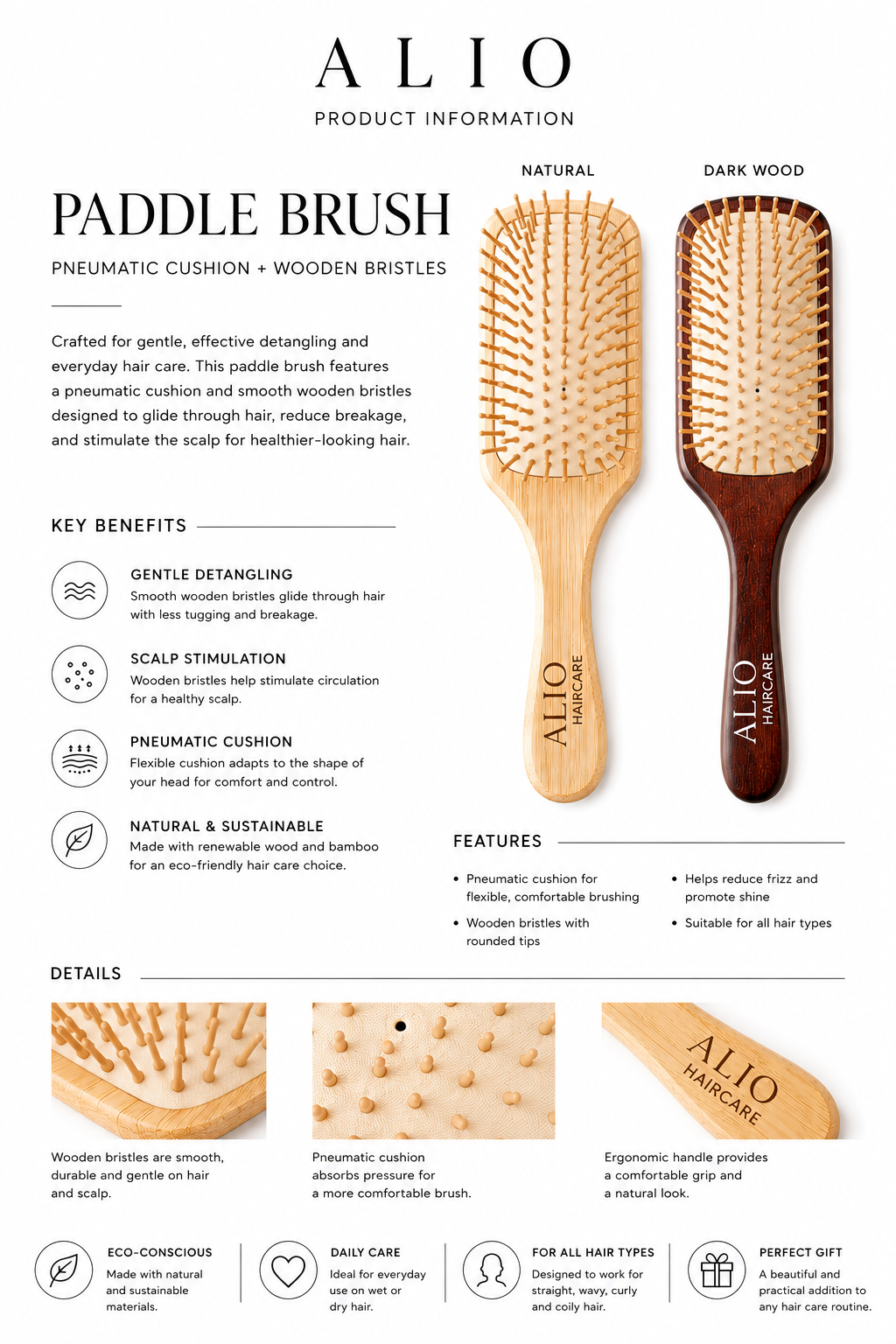 Bamboo Paddle Brush