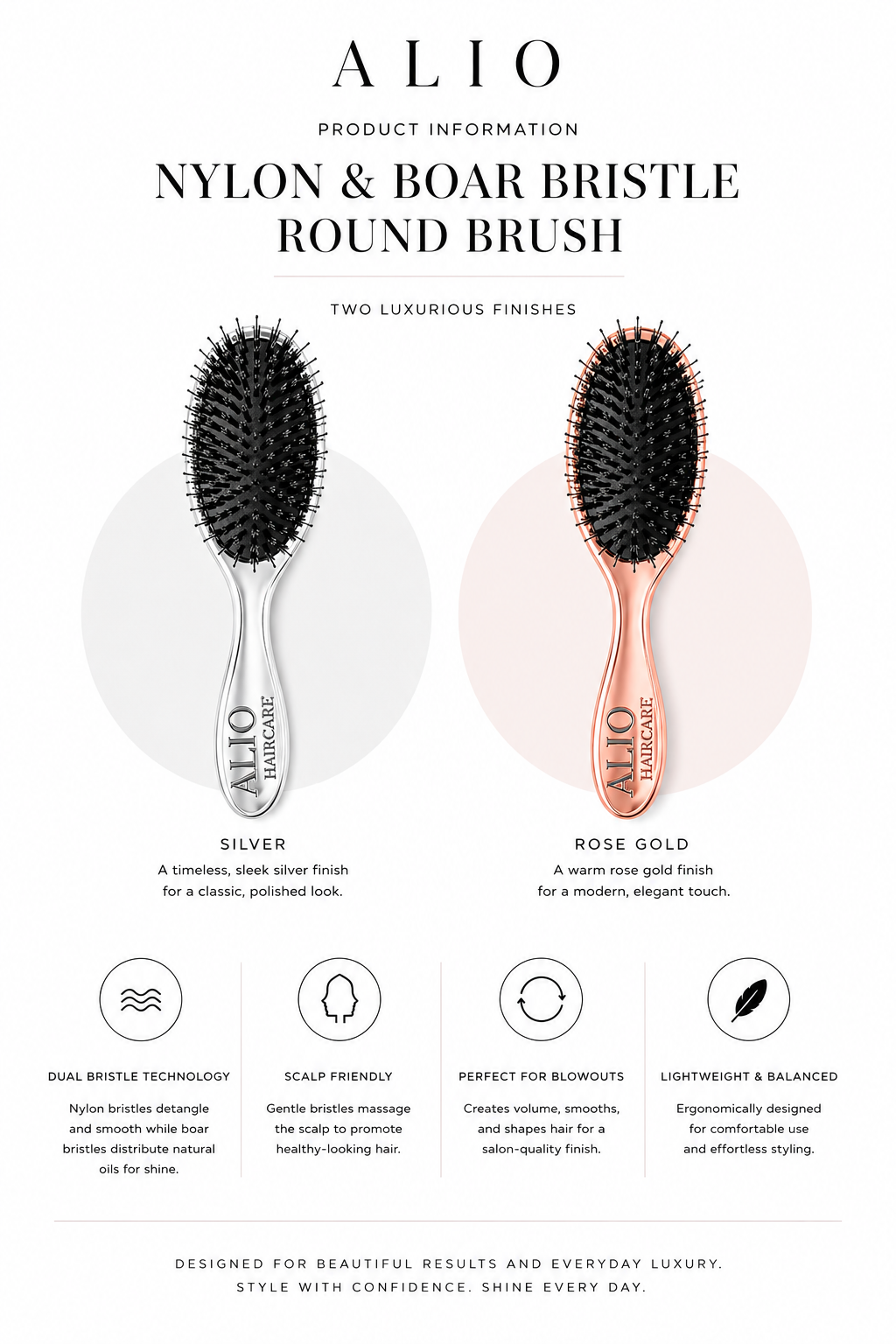 Round Nylon & Boar — Rose Gold (ALIO branded)