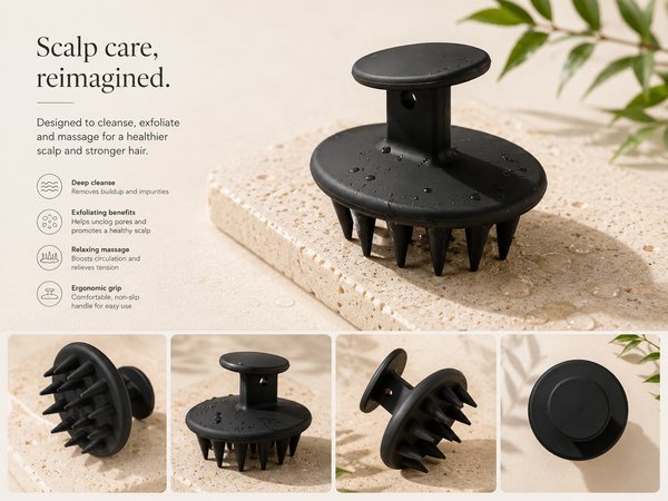 Scalp Massager — Black Flat (handleless)