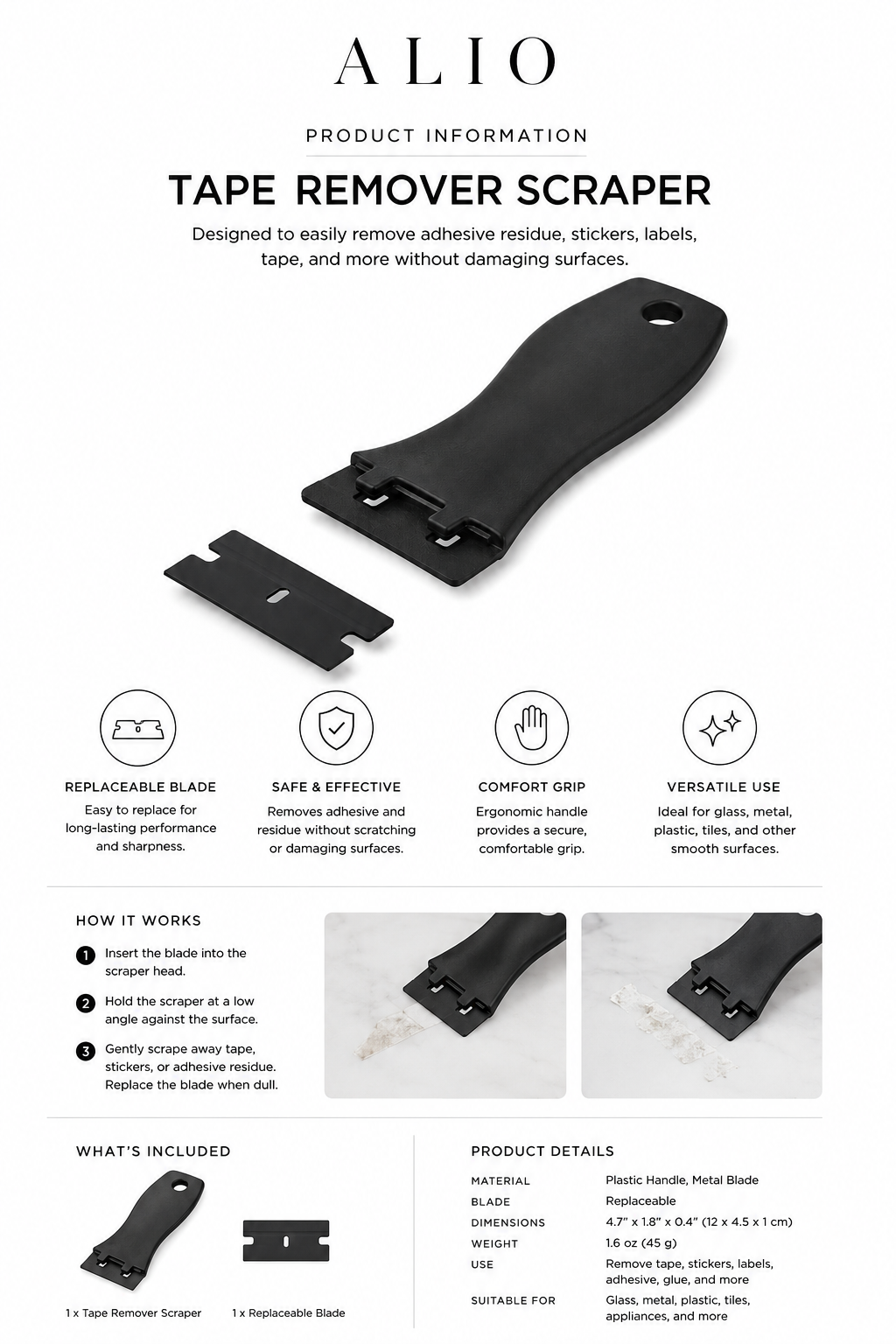 Tape Remover Scraper (incl. 1 replaceable blade)